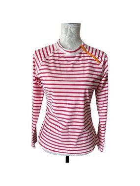 Cabana Life Womens Rash Guard Long Sleeve Pink Orange Zipper Medium